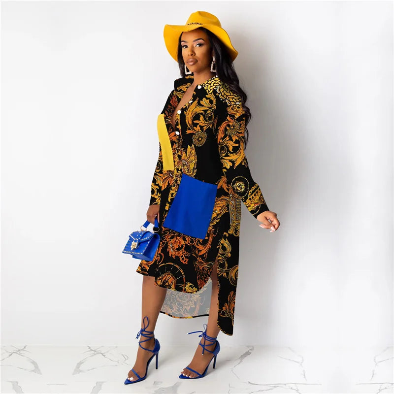 2025 Striped Long Sleeve Shirt Dress Women Turn-Down Collar Button Up Loose Blouse Dress Casual Streetwear Oversized Shirt Dress