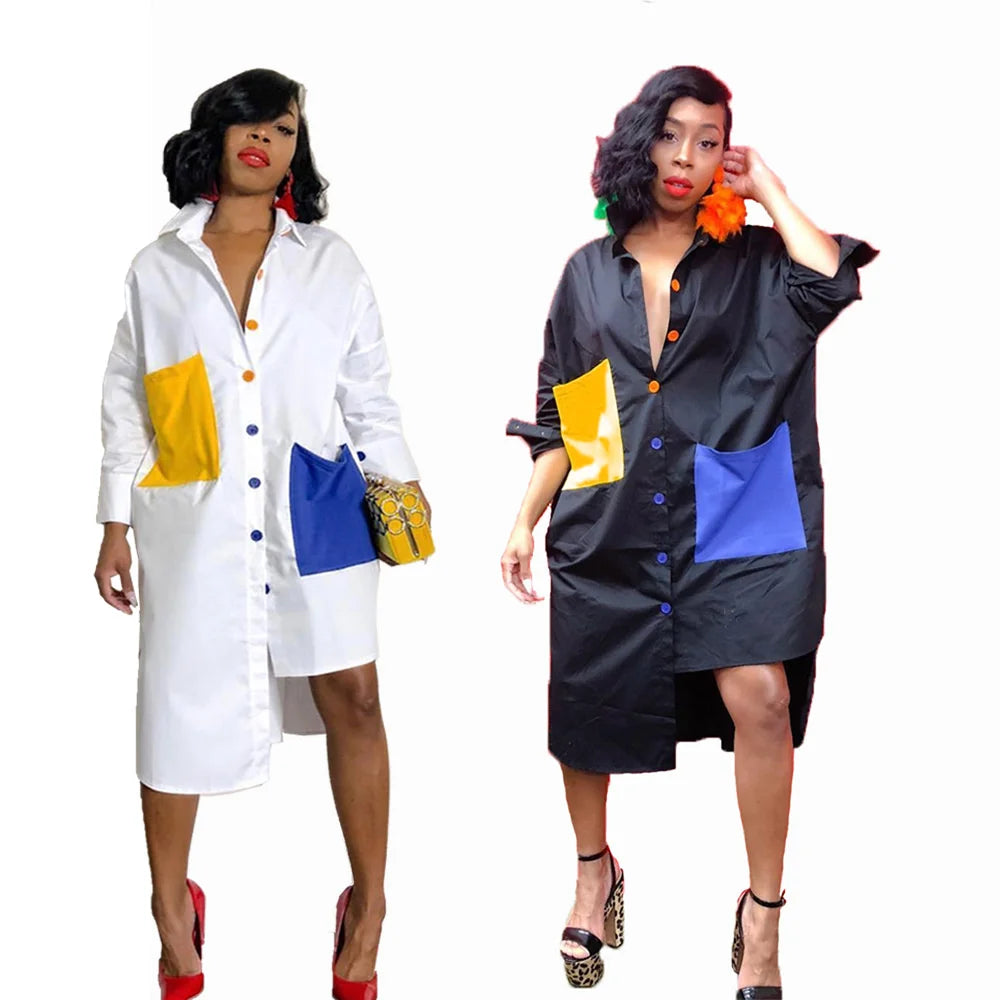 2025 Striped Long Sleeve Shirt Dress Women Turn-Down Collar Button Up Loose Blouse Dress Casual Streetwear Oversized Shirt Dress