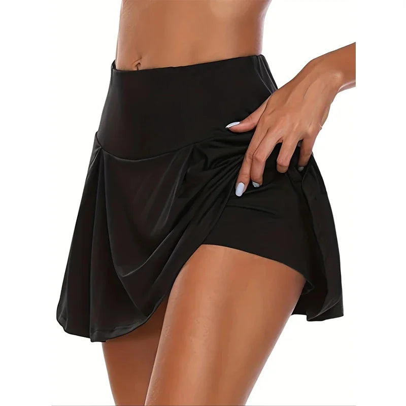 12 Colour Versatile Y2K High-Waist Skort - Breathable Stretch Fabric for All-Season Sports Fashion Non-Sheer Comfort Fit